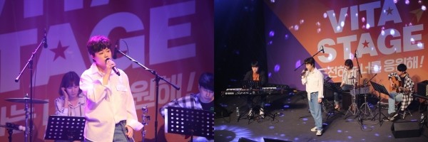 서울 대학로 유니플렉스에서 열린 광동제약 비타500 ‘비타 스테이지’ 콘서트에서 최효인이 공연하고 있다.