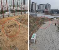 [사회포토 현장 고발] 김포시 금빛수로 라베니체, 시민 보행길 낀 공사현장 ... 시민들에 대한 안전  환경 불감증 심각