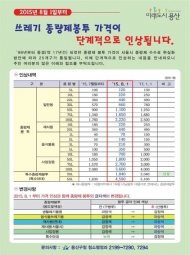 용산구, 쓰레기 종량제 봉투 가격 인상