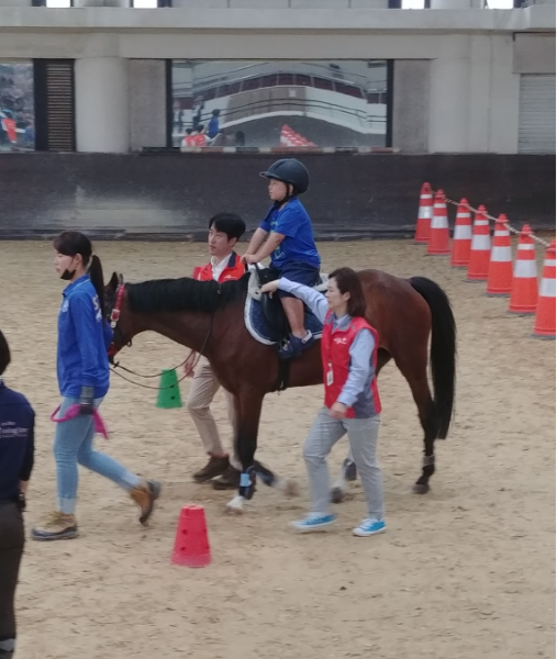 힐링승마를 체험을 직접경험하는 어린들