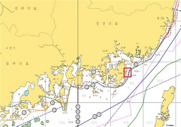 어구 일제회수 제도 시범운영 대상 해역도