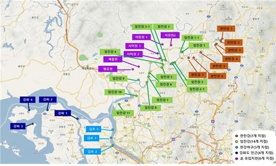 접경지역 하천수/토양 아프리카돼지열병 바이러스 2차 조사 시료채취 지점