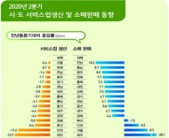 서비스 생산지표, 전국 모든 지역 일제히 하락