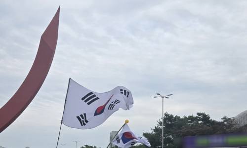  태극기와 응원봉 사이… 올림픽공원에서 마주한 대한민국